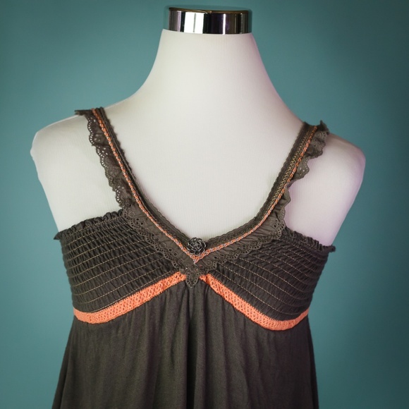 Free People XS Brown Smocked Tank Top - Picture 2 of 5